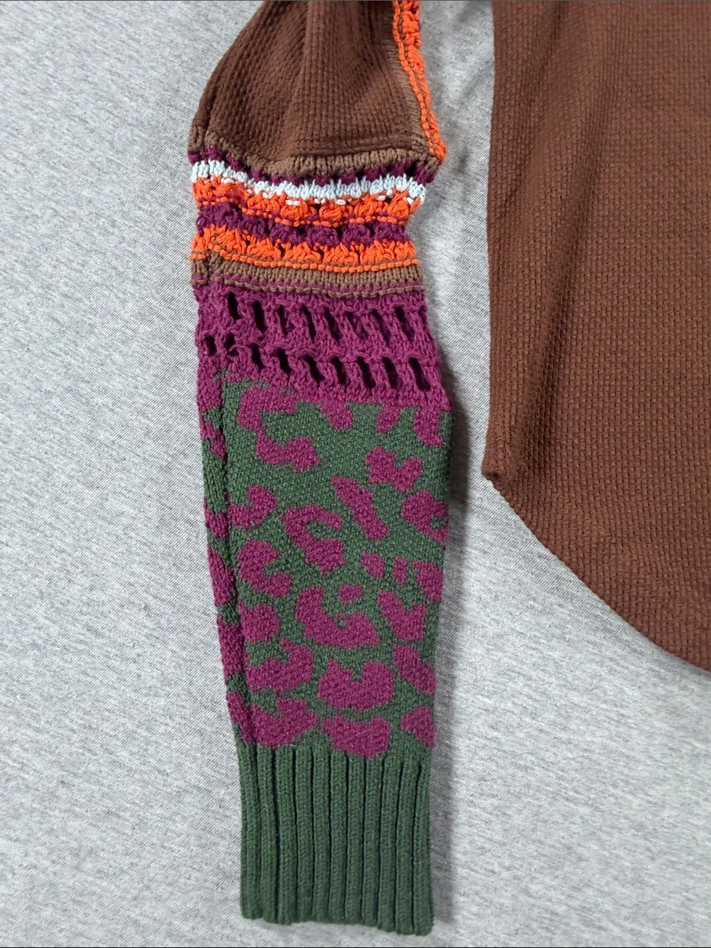 Free People Switch It Up Brown Long Sleeve Cuff Thermal XS